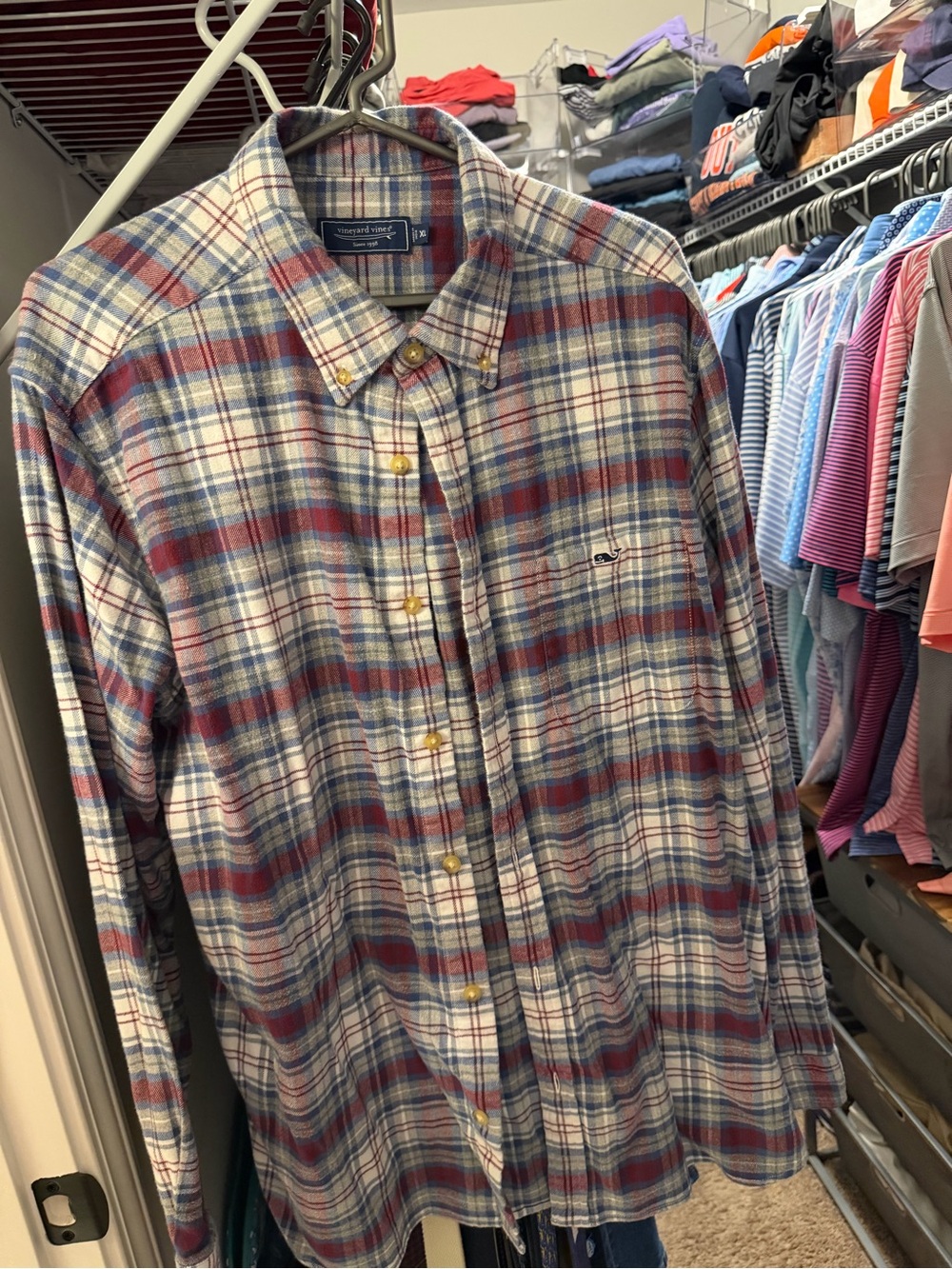 Vineyard Vines Plaid Button-Down Shirt in Red, Blue, White